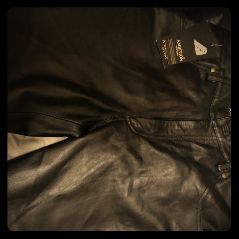 Black leather bootcut pants